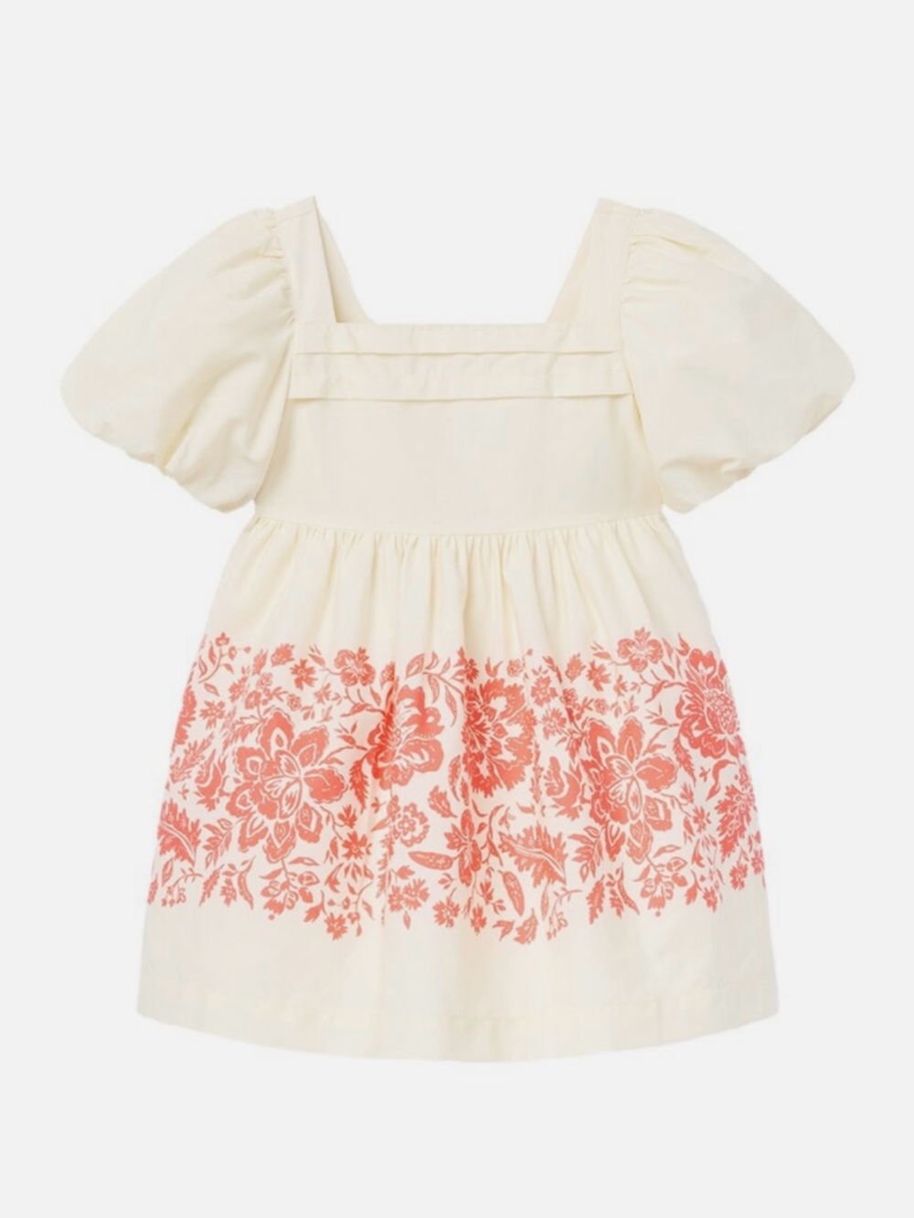 Janie and Jack Cream Dress with Coral Floral Border